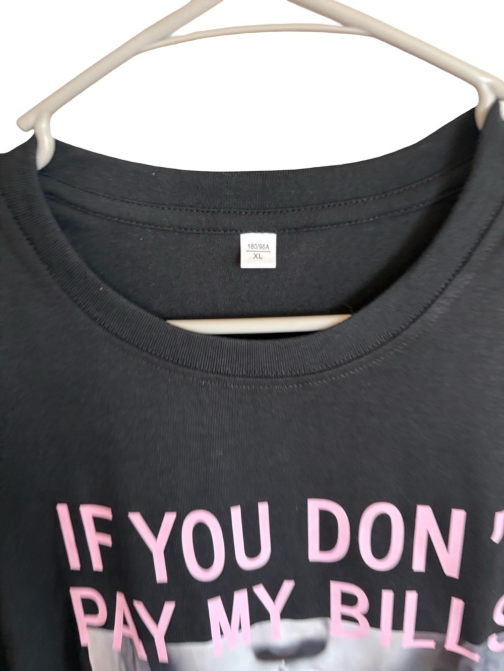 Black Graphic Tee with Pink Text - Women's Top - Picture 2 of 3